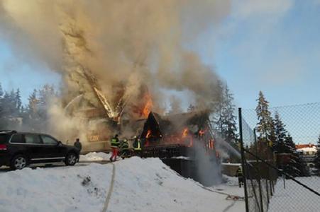 Fire of lodge in Oravice.