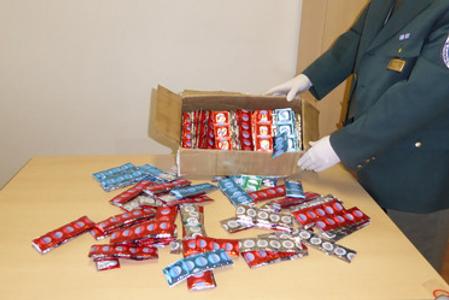 Confiscated fake condoms 