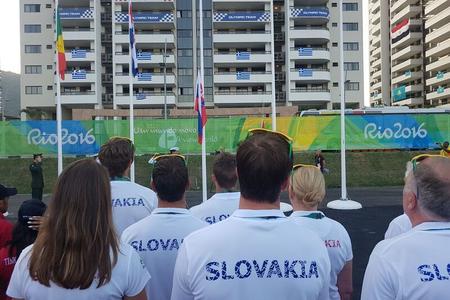 Raising the Slovak flag in athletes village in Rio de Janeiro, Brazil, August 1.