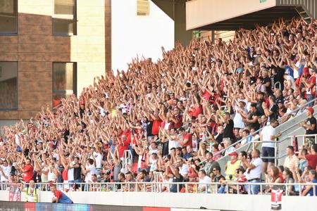 Fans at the stadium in Trnava during the August 4 match against FC Austria Wien.