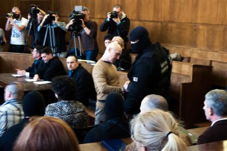 Sentenced Jozef Roháč in Hungarian courtroom. 
