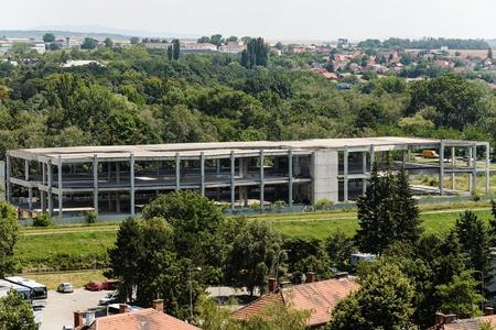 The derelict skeleton of the unfinished shopping centre in Nitra.
