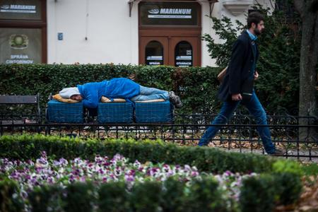 Park benches turn into beds