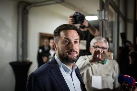 Matúš Vallo during the election night. 