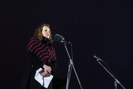 Beata Balogová at the memorial march for Ján Kuciak in Bratislava.