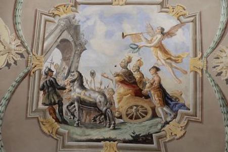 The triumphant parade in the painted maria Theresa room in Drugeth manor-house in Humenné. 