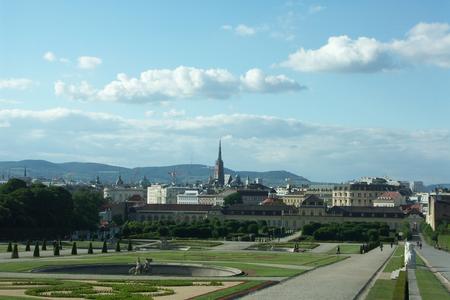 The view from Belvedere palace in Vienna with Wienerwald in the background.