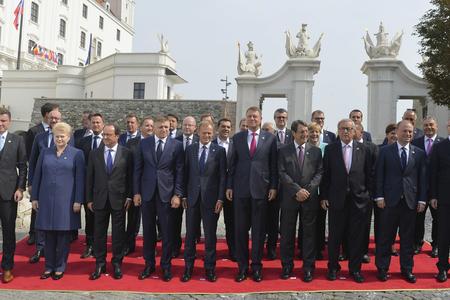 Joint official photo of EU leaders at the Bratislava summit.