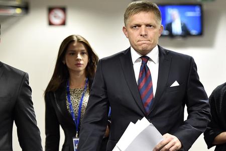 Outgoing PM Fico with Mária Trošková in Brussels, September 2015. 