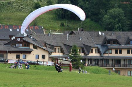 Illustrative stock photo at tandem para-gliding at donovaly