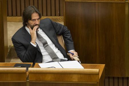 Interior Minister Robert Kaliňák during the session of the no-confidence vote.