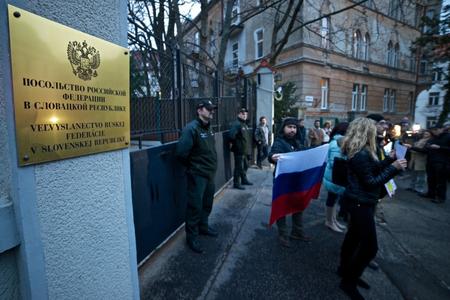 Protest in front of the Russian embassy in Bratislava