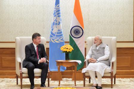Slovak FAM Miroslav Lajčák with Indian PM Narendra Modi.