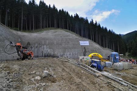 Eastern entrance of the Čebrať tunnel during the launch of the construction of the tunnel in 2014.