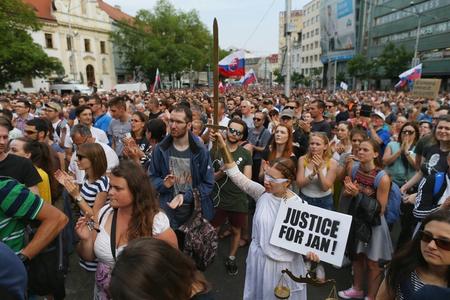 About 25,000 people attended the protest march in Bratislava on May 4.