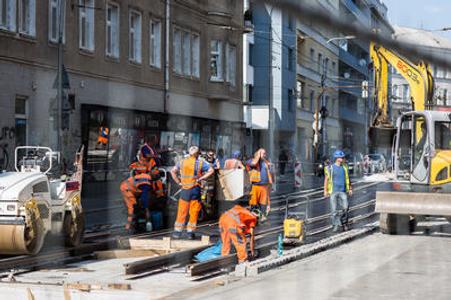 Reconstruction works in the Špitálska Street in Bratislava.
