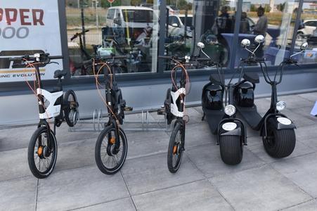 E-bikes and e-scooters, illustrative stock photo