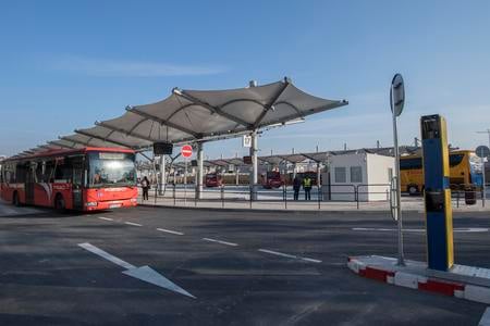 The temporary bus station on Bottova Street