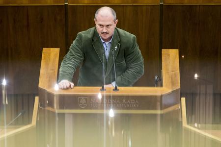 Far-right LSNS leader Marian Kotleba in parliament. 