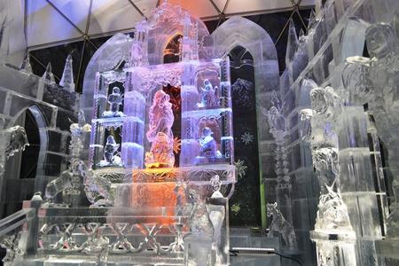 The altar and sculptures of ice cathedral