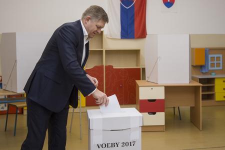 PM Robert Fico when voting in the regional election.