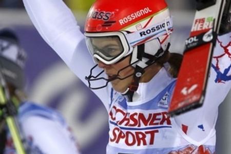 Petra Vlhová rejoices after her victory in first World Cup race in Finnish Levi, November 11. 