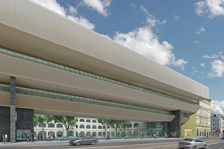 Visualisation of the Slovak National Gallery, main front, after reconstruction.