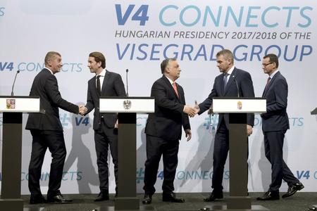 Prime ministers of V4 countries and their Austrian counterpart. 