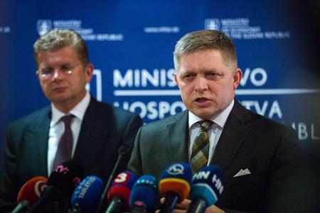 Prime Minister Robert Fico and Economy Minister Peter Žiga, from right 
