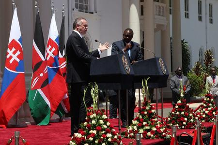 Slovak President Andrej Kiska and his Kenyan counterpart Uhuru Kenyatta