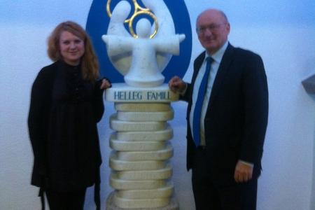 The Holay Family, presented December 13 (L-R) by artist Veronika Bianchi Priehodová and Ambassador Plenipotentiary for Belgium and Luxembourg Stanislav Vallo. 