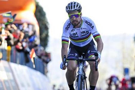 Sagan cylcing to his victory in an earleir, March 12, stage; overall, he ended 47th in the Tirreno-Adriatico cycling race.