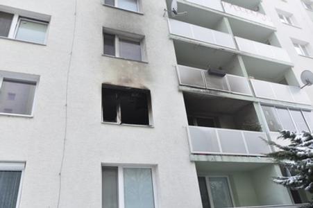 The flat damaged by night fire in Trnava