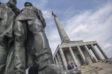 PM Peter Pellegrini (Smer) at the ceremony held in front of the Slavín memorial in Bratislava.