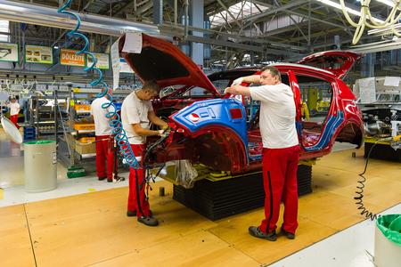 Car manufacturing in Kia Motors Slovakai in Teplička nad Váhom.