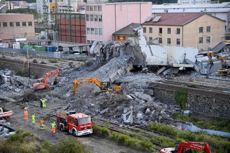The collapsed bridge in Genoa