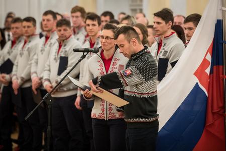 Olympic and Paralympic athletes take oath before President Andrej Kiska, January 30, 2018.  