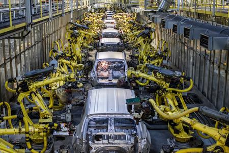 Robots assemble vehicles in the carmaker Kia Slovakia.