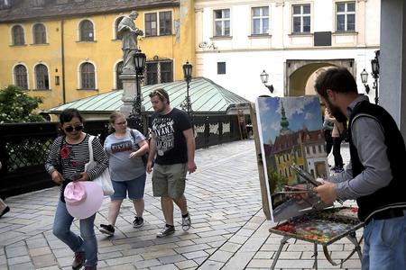 Tourists in Bratislava