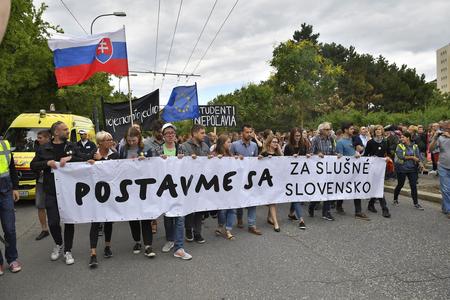 For A Decent Slovakia march on June 22, 2018, in Bratislava.