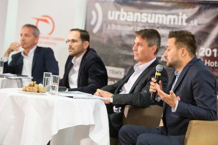 The candidates for Bratislava mayor, l-r: Václav Mika, Ján Mrva, Ivo Nesrovnal and Matúš Vallo
