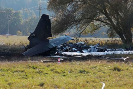 The crashed Albatros military plane near Sliač 