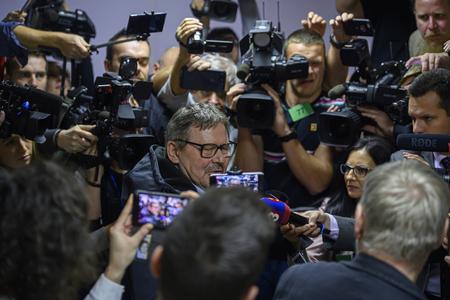 Journalists talk to a father of murdered journalist Ján Kuciak.