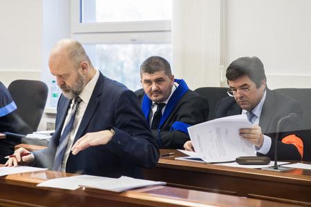Pavol Rusko (left) and Marian Kočner (right) attend a trial on February 12, 2020. 