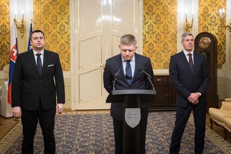 Left to right: Andrej Danko (SNS), Robert Fico (Smer), Béla Bugár (Most-Híd)