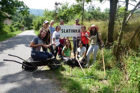 International volunteers in the village of Slatinka, near Zvolen, central Slovakia. 