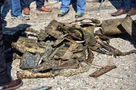 Zlaté Piesky lake is giving up the last pieces of a crashed plane