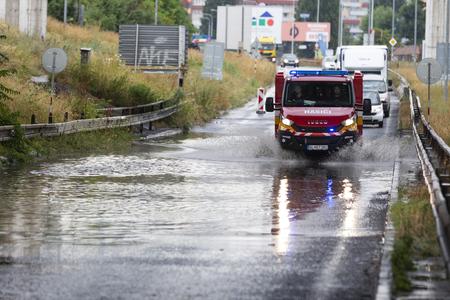 Several streets were flooded on July 27 in Bratislava.