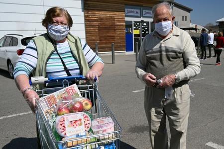 Seniors shopping in Sečovce.