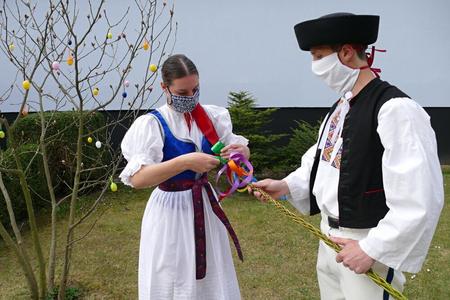 A brother and his sister celebrated Easter in the village of Strečno (Žilina Region).